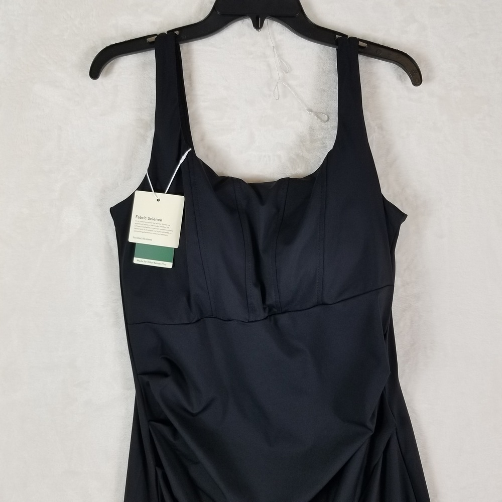 HALARA Black Square-Neck Midi Dress with Side Slit. NWT - Picture 3 of 13